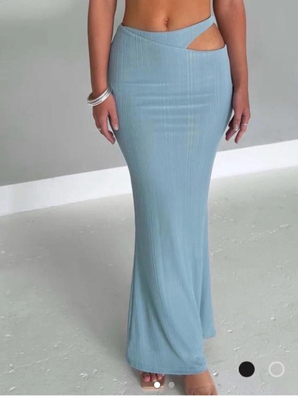 Babyboo Cutout Waist Maxi Skirt in Light Blue xs